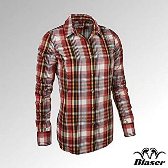 Blaser Shirt Ladies Sara Poplin Blouse Orange/Yell - Picture 1 of 8